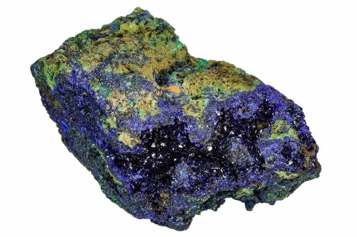 Sparkling Azurite Crystals With Malachite - Laos #107186
